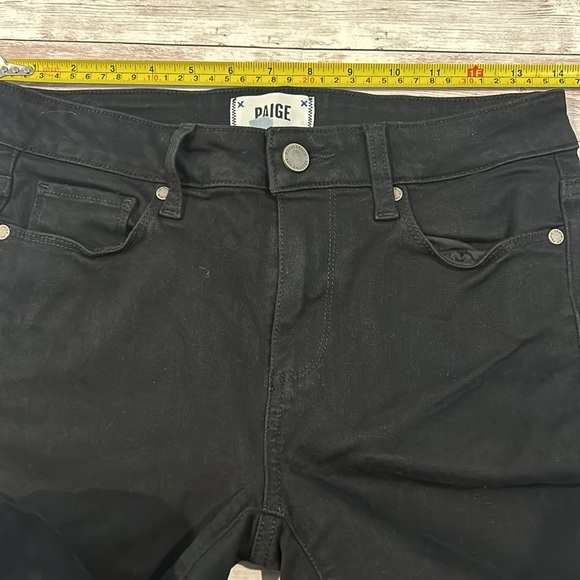 Paige Mid Rise Verdugo Crop Skinny Jeans in Black Overdye - Picture 11 of 14